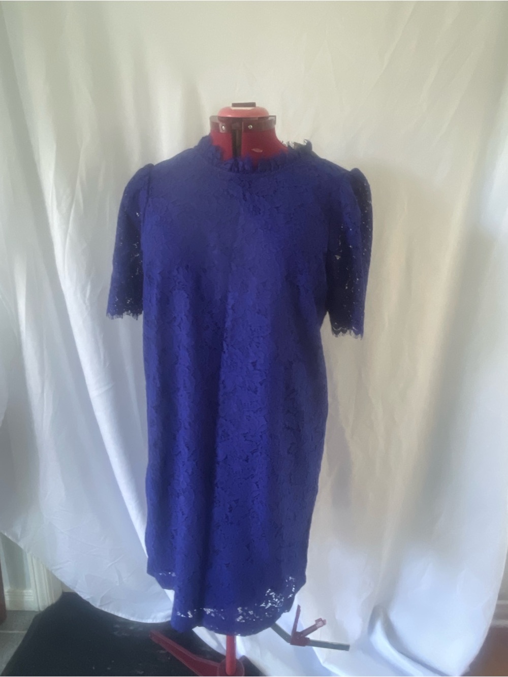 GAP Royal Blue Lace Midi Dress with Short Sleeves